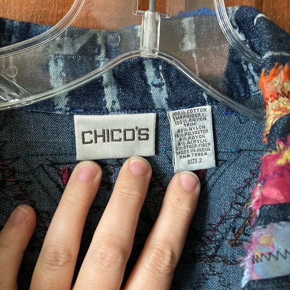 Multicolored denim button down shirt size 2 - Picture 2 of 3